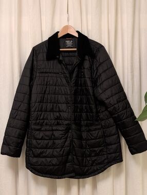 Black Quilted Jacket with Contrast Collar Roark